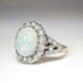 Vintage Edwardian 1920's Old European Cut Diamond Opal Halo Birthstone Anniversary Engagement Ring 14k White Yellow Gold