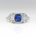 Art Deco Vintage 1930's Cushion Sapphire Diamond Filigree Engagement Wedding Anniversary Ring Platinum