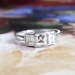 Art Deco Vintage 1930's Square Emerald Step Cut Three Stone Anniversary Engagement Wedding Ring Platinum