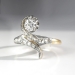 Antique Art Nouveau 1900's Old Mine Cut Rose Cut Diamond Ring 18k Gold Platinum