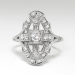 Art Deco Jabel Diamond Navette Ring Platinum