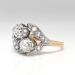 Antique 1890's Victorian Old Mine Cut Bypass Toi Et Moi Engagement Ring Anniversary 18k Rose Gold Platinum