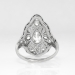Art Deco Pear Diamond Old European Cut Diamond Hand Engraved Platinum Ring