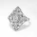 Art Deco Vintage 1930's Old European Cut Diamond Filigree Navette Ring Platinum