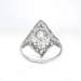 Art Deco Vintage 1930's Old European Cut Diamond Filigree Navette Ring Platinum