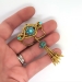 Antique Victorian Diamond Pendant Victorian Turquoise Tassel Necklace Brooch Pin 18k 9k Yellow Gold Sterling Silver