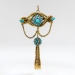 Antique Victorian Diamond Pendant Victorian Turquoise Tassel Necklace Brooch Pin 18k 9k Yellow Gold Sterling Silver