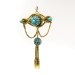 Antique Victorian Diamond Pendant Victorian Turquoise Tassel Necklace Brooch Pin 18k 9k Yellow Gold Sterling Silver