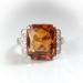 Art Deco Emerald Cut Citrine Diamond Ring Circa 1930's Vintage Filigree Birthstone Ring 14k White Gold