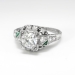 Art Deco Engagement Ring Vintage 1930's Old European Cut Diamond Lab Emerald Engagement Wedding Anniversary Ring Platinum