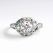 Art Deco Engagement Ring Vintage 1930's Old European Cut Diamond Lab Emerald Engagement Wedding Anniversary Ring Platinum