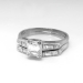 Vintage Estate Retro 1950's Emerald Cut Baguette Single Cut Diamond Wedding Band Engagement Ring 14k White Gold Keepsake Set