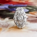 Art Deco Diamond Ring .40ct t.w. Vintage Unique 1930's Old European Cut Navette Anniversary Cocktail Ring Platinum
