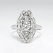 Art Deco Diamond Ring .40ct t.w. Vintage Unique 1930's Old European Cut Navette Anniversary Cocktail Ring Platinum
