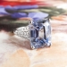 intage Sapphire Diamond Ring 9.36ct t.w. Unique Emerald Cut Periwinkle Sapphire Engagement Anniversary Something Blue Ring Platinum