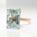 Vintage Emerald Cut Aquamarine Solitaire Ring Circa 1990's Braided Rope 14k Rose Gold Cocktail Statement Ring