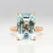 Vintage Emerald Cut Aquamarine Solitaire Ring Circa 1990's Braided Rope 14k Rose Gold Cocktail Statement Ring