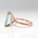 Vintage Emerald Cut Aquamarine Solitaire Ring Circa 1990's Braided Rope 14k Rose Gold Cocktail Statement Ring
