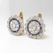 Art Deco Diamond Sapphire Earrings Circa 1930's Vintage Blue Sapphire Diamond Halo Earrings Platinum 18k Yellow Gold