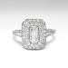 Vintage Emerald Cut Diamond Old European Cut Diamond Halo Filigree Hand Engraving Engagement Anniversary Platinum Ring 