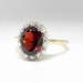 Vintage Garnet Diamond Ring Circa 1940's Garnet Old Single Cut Diamond Halo Ring 18k Platinum