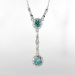 Art Deco 5.82ct t.w. Natural Rare Blue Zircon Filigree Engraved Floral Drop Necklace Pendant 14k 10k White Gold