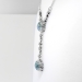 Art Deco 5.82ct t.w. Natural Rare Blue Zircon Filigree Engraved Floral Drop Necklace Pendant 14k 10k White Gold