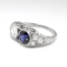 Art Deco Sapphire Ring Circa 1920's 2.43ct t.w. Double Old Cut Diamond Blueberry Blue Natural Sapphire Filigree Engagement Ring Platinum
