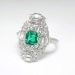 Art Deco Emerald Cut Emerald Diamond Ring Circa 1930's Vintage 1.52ct t.w. Anniversary Birthstone Multistone Ring Platinum