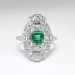 Art Deco Emerald Cut Emerald Diamond Ring Circa 1930's Vintage 1.52ct t.w. Anniversary Birthstone Multistone Ring Platinum