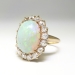 Edwardian 7.14ct t.w. Large Natural Crystal Australian Opal & Old European Cut Diamond Halo Ring 14k Yellow Gold 