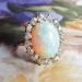 Edwardian 7.14ct t.w. Large Natural Crystal Australian Opal & Old European Cut Diamond Halo Ring 14k Yellow Gold 