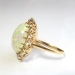 Edwardian 7.14ct t.w. Large Natural Crystal Australian Opal & Old European Cut Diamond Halo Ring 14k Yellow Gold 