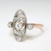 Antique Rose Gold Diamond Ring Art Nouveau 1900's .63ct t.w. Navette Cocktail Unique Engagement Ring 18k Platinum