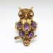 Vintage Amethyst Diamond Owl Ring Circa 1950's Figural Birthstone Gift Birthday Ring 14k Yellow Gold
