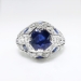Art Deco Vintage 1930's Round Sapphire Diamond and Lab Sapphire Engagement Anniversary Cocktail Platinum Ring