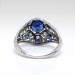 Art Deco Vintage 1930's Round Sapphire Diamond and Lab Sapphire Engagement Anniversary Cocktail Platinum Ring