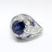 Art Deco Vintage 1930's Round Sapphire Diamond and Lab Sapphire Engagement Anniversary Cocktail Platinum Ring