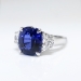 Vintage Sapphire Diamond Ring 6.61ct t.w. Estate Blue Sapphire & Half Moon Diamond Platinum Three Stone Engagement Anniversary Ring