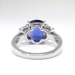 Vintage Sapphire Diamond Ring 6.61ct t.w. Estate Blue Sapphire & Half Moon Diamond Platinum Three Stone Engagement Anniversary Ring