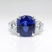 Vintage Sapphire Diamond Ring 6.61ct t.w. Estate Blue Sapphire & Half Moon Diamond Platinum Three Stone Engagement Anniversary Ring