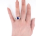 Vintage Sapphire Diamond Ring 6.61ct t.w. Estate Blue Sapphire & Half Moon Diamond Platinum Three Stone Engagement Anniversary Ring
