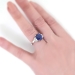 Vintage Sapphire Diamond Ring 6.61ct t.w. Estate Blue Sapphire & Half Moon Diamond Platinum Three Stone Engagement Anniversary Ring