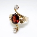 Antique Art Nouveau 1900's Garnet & Old Mine Cut Diamond Birthstone Cocktail Bypass Ring 18k Gold