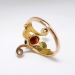 Antique Art Nouveau 1900's Garnet & Old Mine Cut Diamond Birthstone Cocktail Bypass Ring 18k Gold