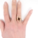 Antique Art Nouveau 1900's Garnet & Old Mine Cut Diamond Birthstone Cocktail Bypass Ring 18k Gold