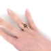 Antique Art Nouveau 1900's Garnet & Old Mine Cut Diamond Birthstone Cocktail Bypass Ring 18k Gold