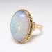 Vintage Natural 4.50ct Opal Solitaire Ring Circa 1980's in Rope Edge Bezel 14k Yellow Gold
