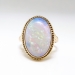 Vintage Natural 4.50ct Opal Solitaire Ring Circa 1980's in Rope Edge Bezel 14k Yellow Gold