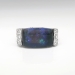 Edwardian 1920's Horizontal Set 2.56ct t.w. Solid Black Opal & Old Cut Diamond Filigree Platinum Ring